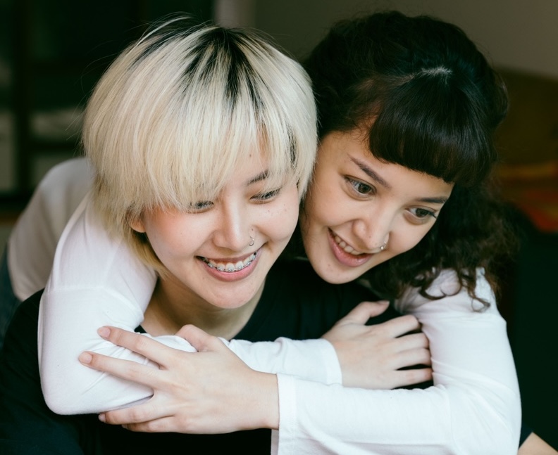 Couple sharing a close embrace