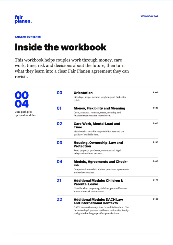 Rendered English Workbook page with table of contents and page numbers.